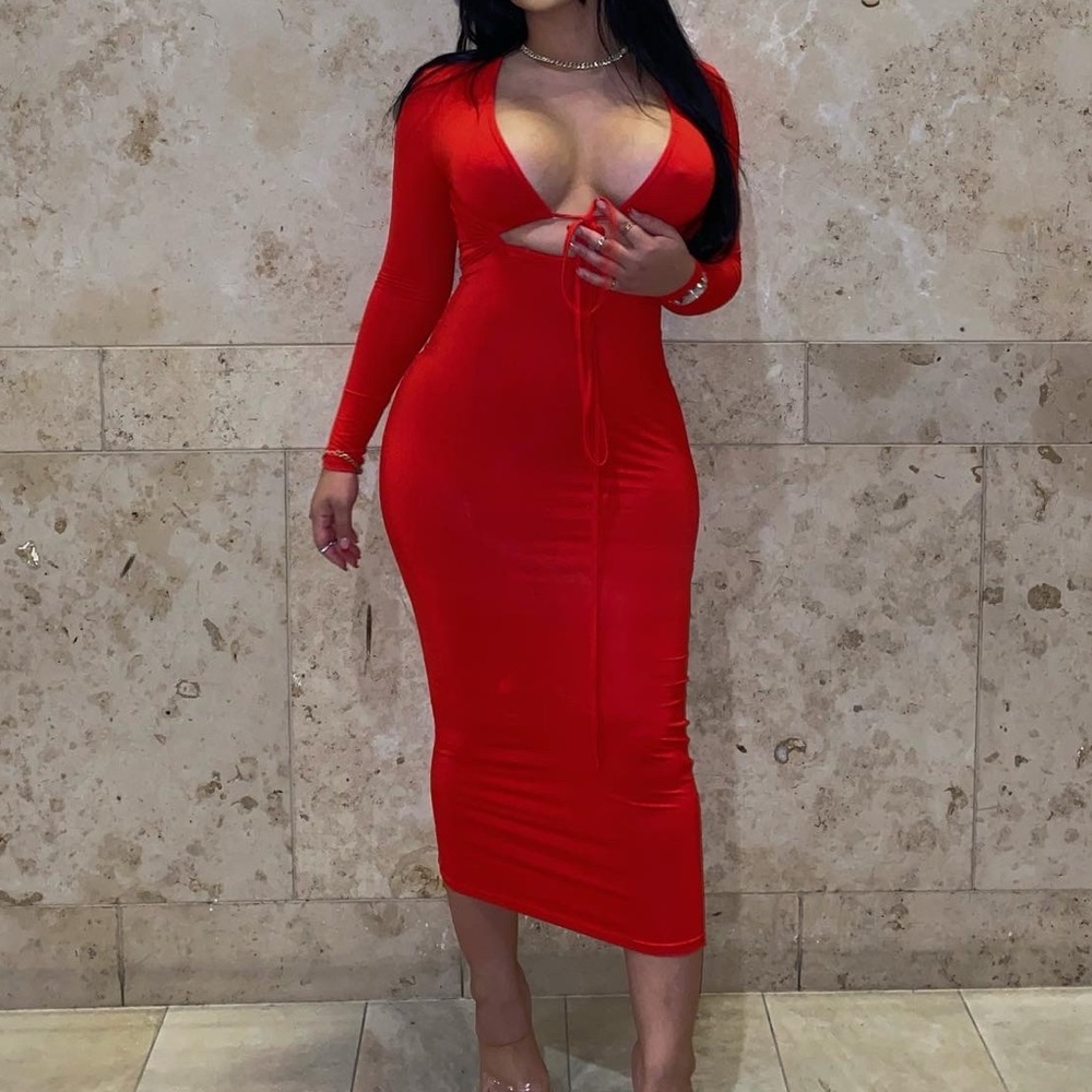 Red mid sexy dress